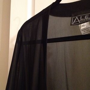 Sheer black long sleeve cover up.