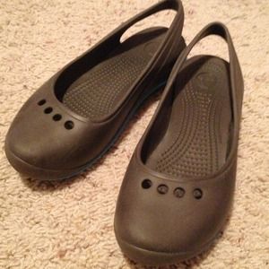 Traded-Crocs brand flats. Dark gray. Never worn.