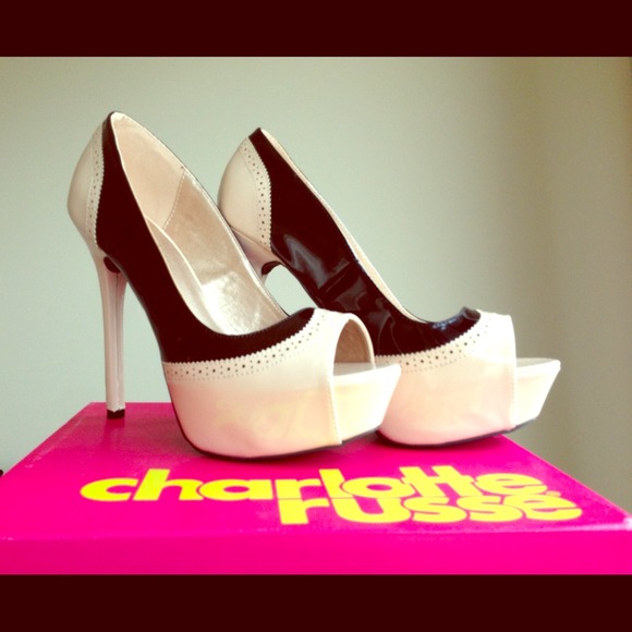 Charlotte Russe Open Toe Patent Leather Heels