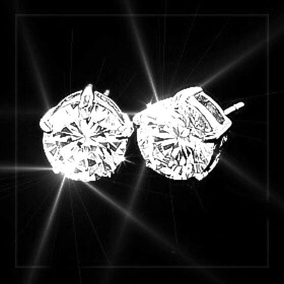 2ctw cubic zirconium,sterling silver classic studs