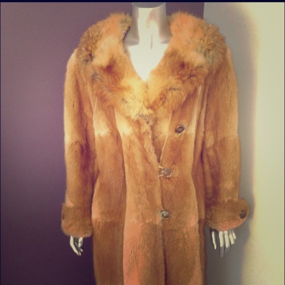 1970's Red fox fur coat calf length