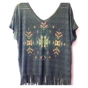 Crop Top. Grey. Tribal Print.