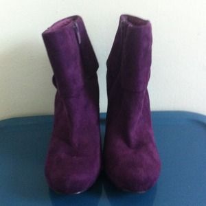 Purple suede ankle boots