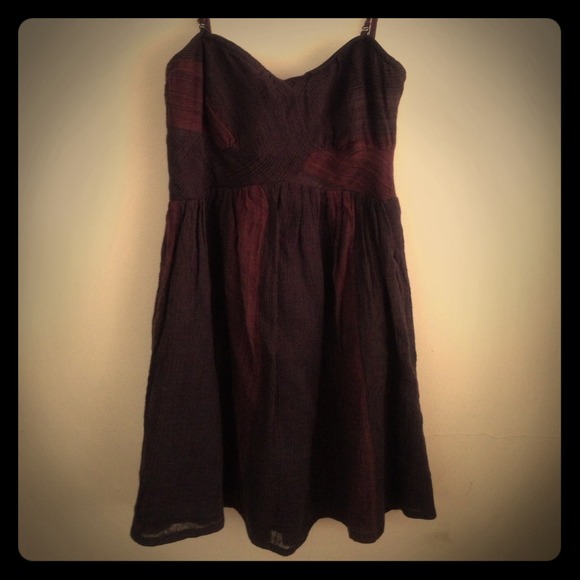 Free People Plum Combo Linen Knit Dress Strapless