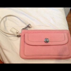 Authentic Coach Pink Leather Wristlet