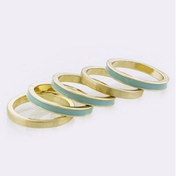 Jewelry - Stackable Mint & Gold Rings