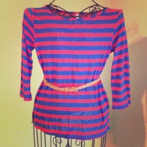 Red & blue Striped top.