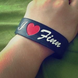 "I love Finn" rubber bracelet from Tv show Glee.