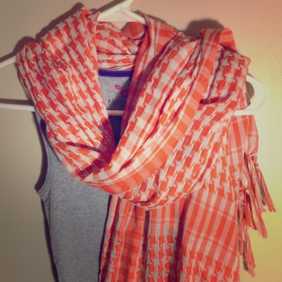 Orange houndstooth scarf