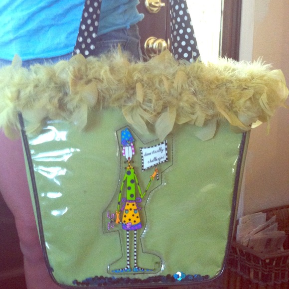 Cute Green/Feathers Tote Bag