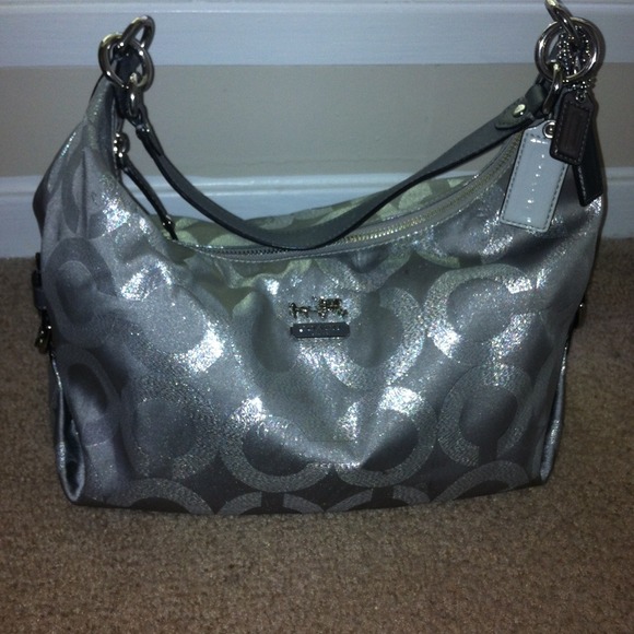 Coach Handbags - Authentic COACH medium silver metallic handbag