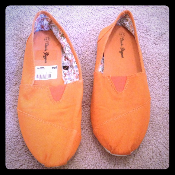 Toms style bright orange shoes