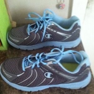 Champion gray and baby blue gym shoes