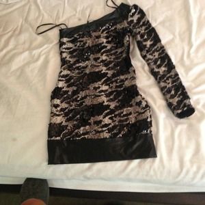 Bebe sequined one shoulder dress