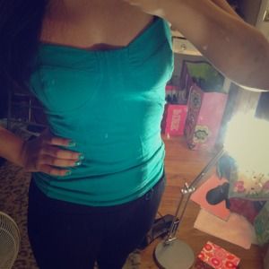 Teal corset tank