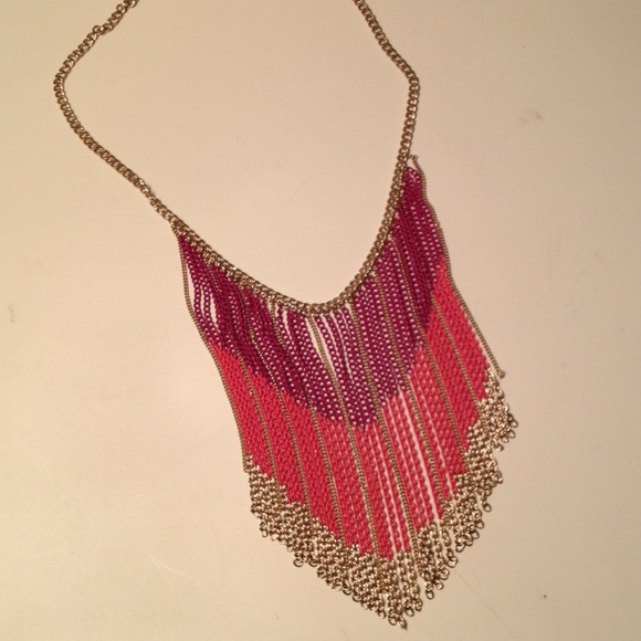 Pink Purple Gold Ombré Chain Statement Necklace
