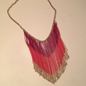 Pink Purple Gold Ombré Chain Statement Necklace