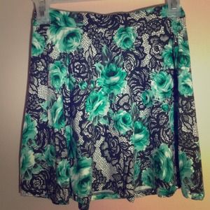 Swingy floral and lace pattern skirt