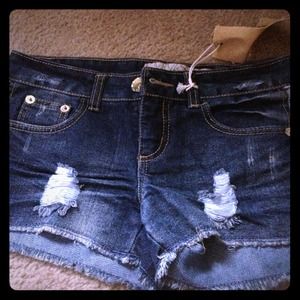 Ripped jean shorts