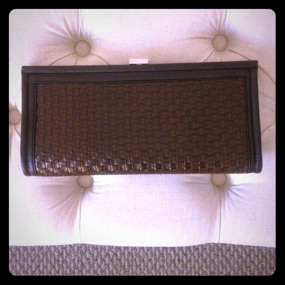 Woven braided leather elegant clutch purse bag