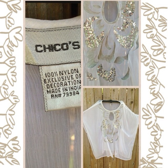 >Local trade< Chico's white sheer swimsuit cover