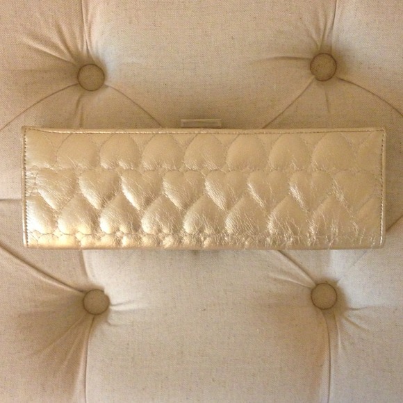 Heart quilted gold long clutch cute metallic