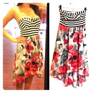 Asymmetrical Stripe/Floral Dress