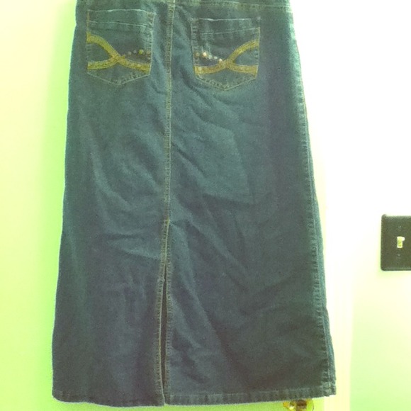 Back of denim skirt