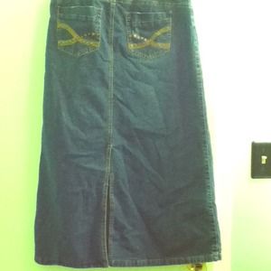Back of denim skirt