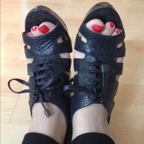 Coach edgy patent leather sling back 36