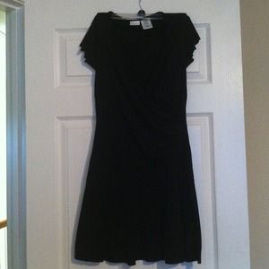Low V-neck black dress