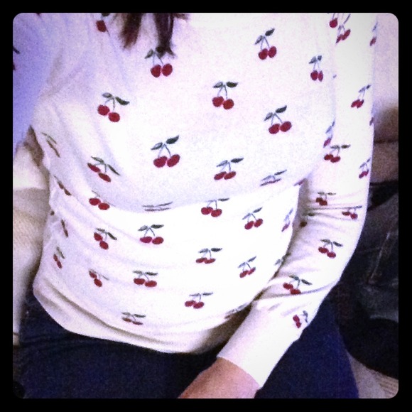 Sweaters - 💢sold💢 cream sweater with cherries
