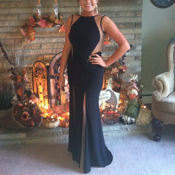 Jovani formal black and nude dress