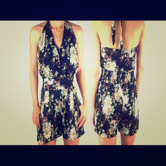 Black floral romper