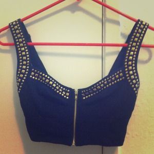 Black studded crop top