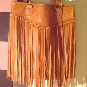 Tan tasseled purse