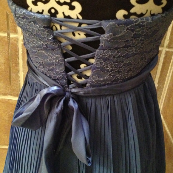 Half laced and rhinestone periwinkle dress - Picture 4 of 4