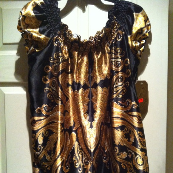 Black/Gold Paisley Dress