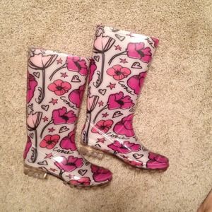 Coach Poppy floral rain boots / galoshes sz 6