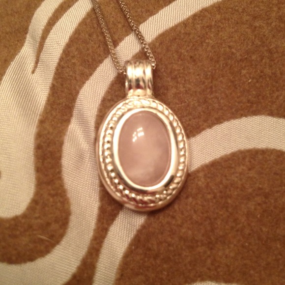 Silver necklace with pink stone