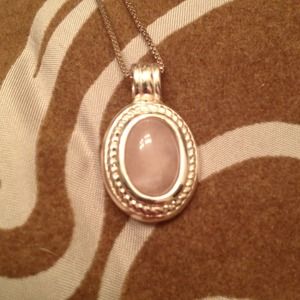 Silver necklace with pink stone