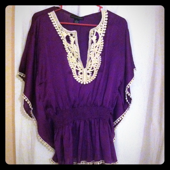 Purple Satin Tunic Top