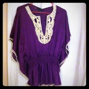 Purple Satin Tunic Top