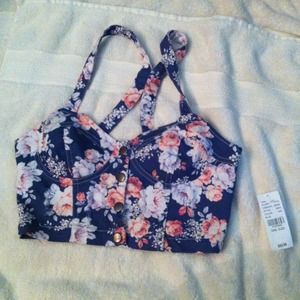 Pacsun Floral bustier top NWT