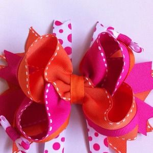 Handmade Orange and Pink hair bow