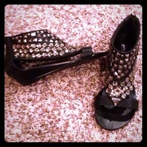Rhinestones & studded leather sandal
