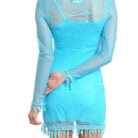 NWT Baby Blue Lace Detail Wrap Dress๐ - Picture 3 of 3