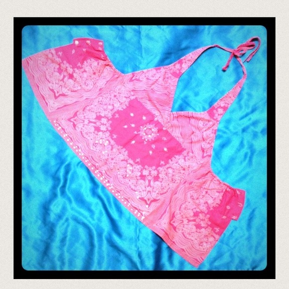 open back empire waist pink handkerchief bandana - Picture 2 of 4