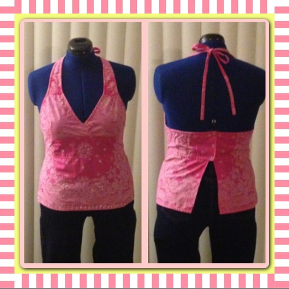 open back empire waist pink handkerchief bandana - Picture 4 of 4