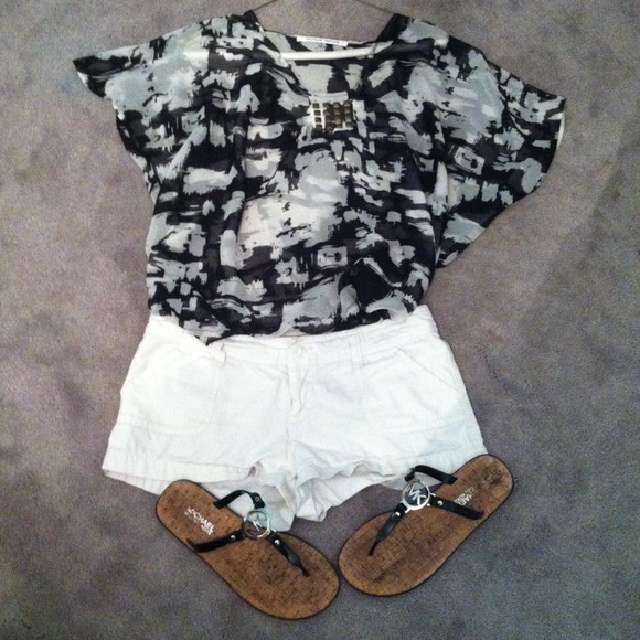 Tops - White shorts and boutique blouse bundle